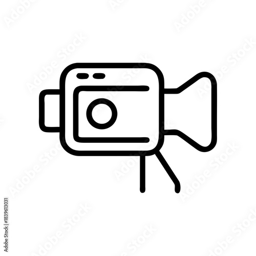 Video camera icon in minimalistic line art style  