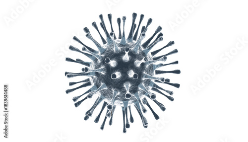 Model of a virus showing spikes and structure in a scientific illustration