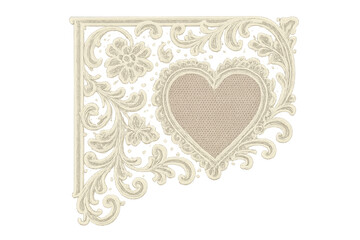 Vintage lace corner with floral heart design