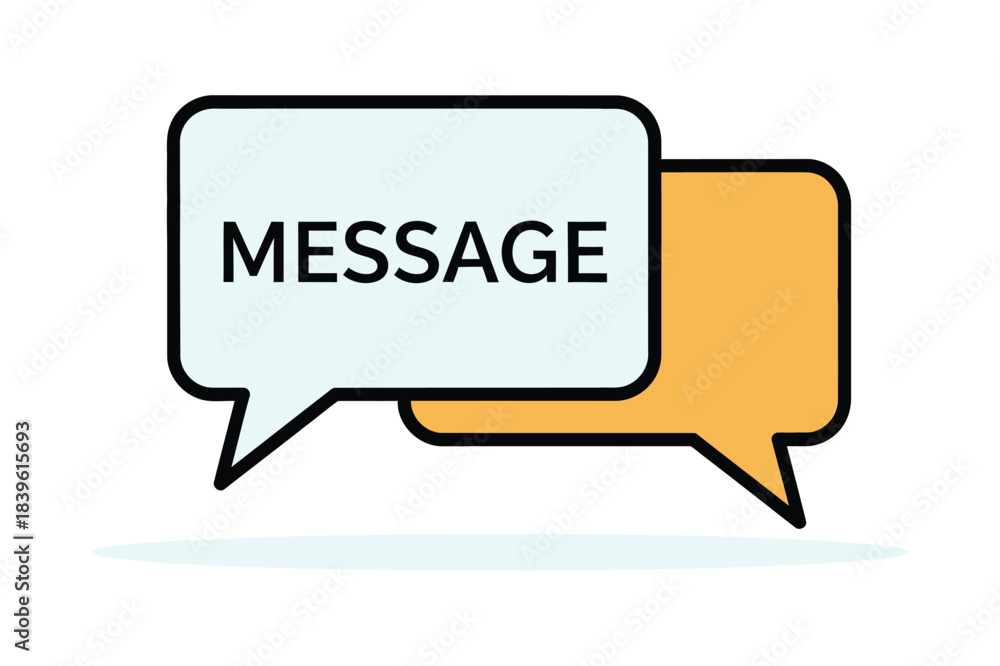 Naklejka premium Two overlapping speech bubbles with the word message inside one