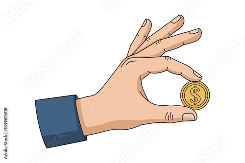 Hand holding a golden coin with an ok gesture
