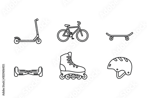 Collection of outdoor sports and recreation equipment icons