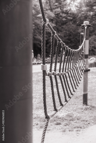 close up shoot to the vintage volleyball net in the park