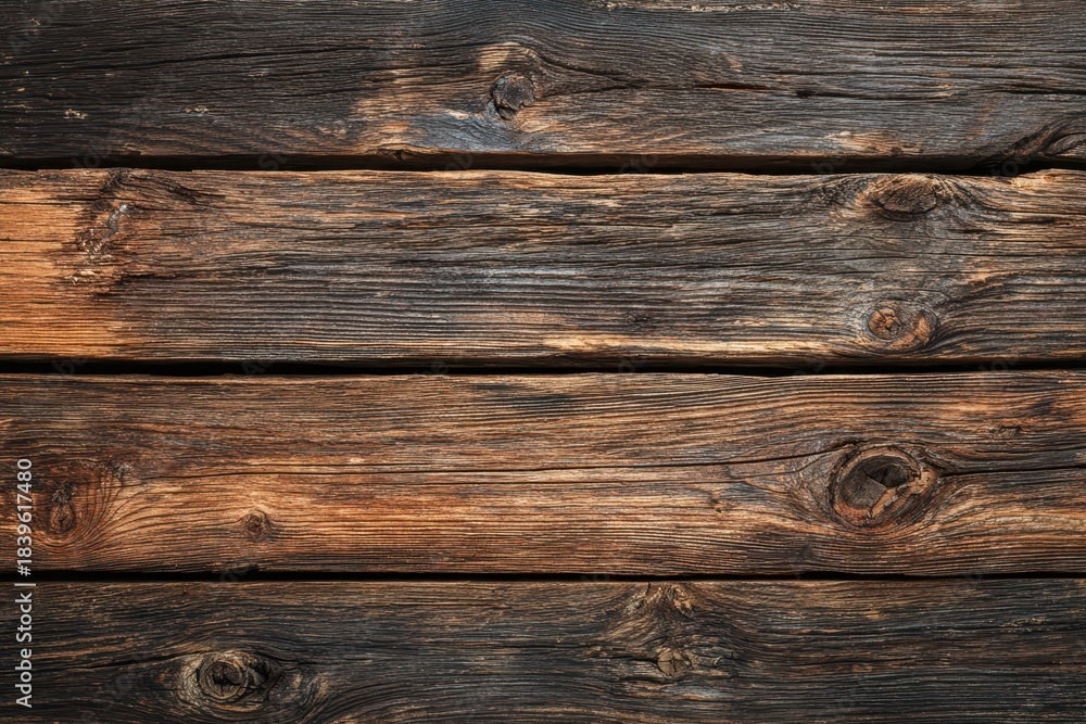 Naklejka premium Rustic Wooden Surface. Overhead View of Textured Table Top with Natural Grain Patterns