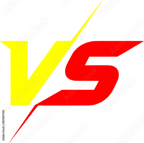 Versus V/S comparison concept icon yellow v red s letters logo representing competitive matchup showdown disagreement faceoff sports gaming tournament combat duel isolated trans
