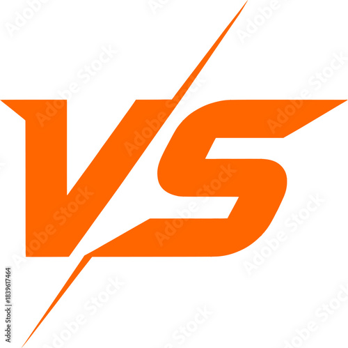 Versus V/S logo sign vector graphic design template in bright orange color representing intense competition rivalry sport battle event challenge game confrontation matchup screen background