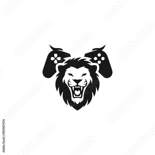 Lion with galaxy-filled mane and cosmic eyes, white background