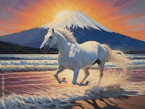 A thoroughbred sprinting at full speed.