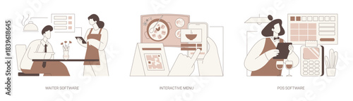 Restaurant software isolated cartoon vector illustrations se