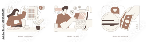 Paying in a restaurant isolated cartoon vector illustrations se