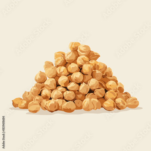 Vector illustration of a pile of dry chickpeas isolated on a white background