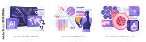 Bioinformatics Advances abstract concept vector illustrations.