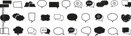 Speech bubble icon. Set of speech bubble. Black speech bubble collection. Chat message. Speech bubble comic