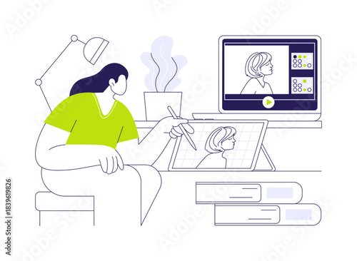 Graphic design classes isolated cartoon vector illustrations.