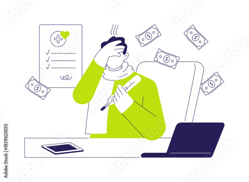 Paid sick leave abstract concept vector illustration.