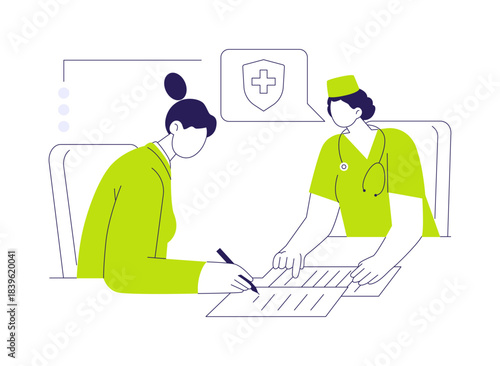 Employee healthcare insurance abstract concept vector illustration.