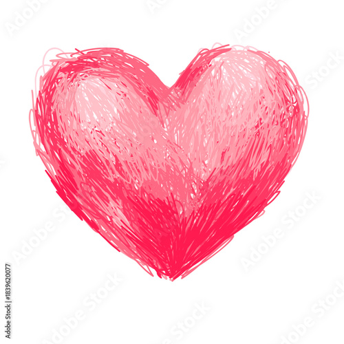 Doodle vector heart. Love symbol, hand painted colorful heart shape