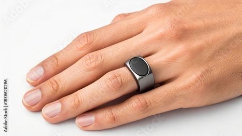 Smart ring on hand mockup wearable mockup device mockup sensor mockup health mockup app mockup tech mockup modern mockup jewelry mockup background image