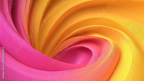 Fototapeta Naklejka Na Ścianę i Meble -  Vibrant Pink and Yellow 3D Ripple Background with Elegant Curves and Wavy Energy Patterns