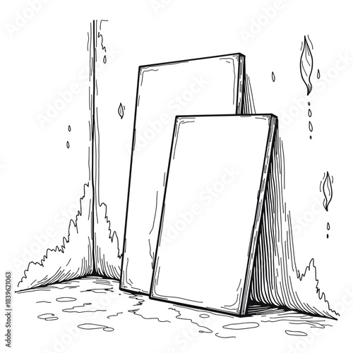 Drywall sheets leaning against unfinished wall, construction materials and interior remodeling