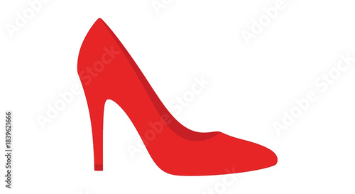 A single red high heel shoe isolated on a plain white background