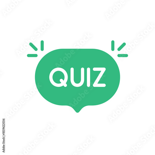 green speech bubble with quiz text for game