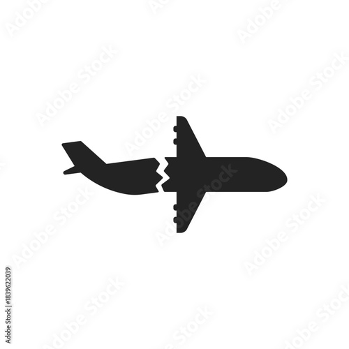 black plane icon like crash or accident in air
