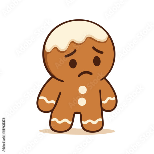 Description: A gingerbread man with an angry expression and a furrowed brow, displaying frustration and discontent in a cartoon style.