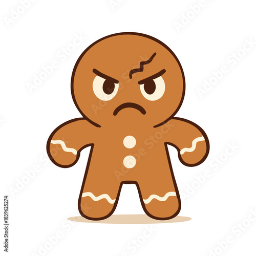 A gingerbread man character with a downcast expression, showing sadness and a feeling of disappointment in a holiday setting.
