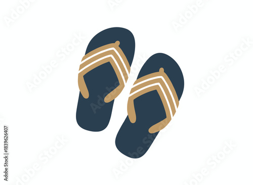 Trendy modern flip‑flops for women: casual summer sandals with strap slides, stylish beach shoes viewed from the side, depicted as a flat vector illustration on a white background