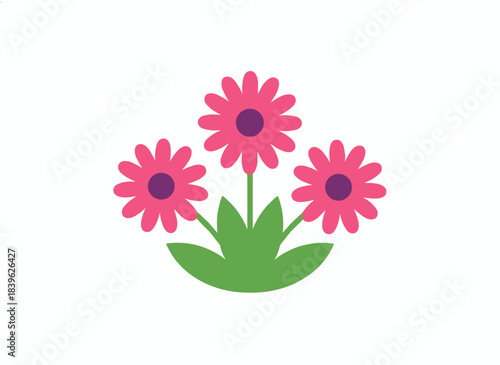 Echinacea, a coneflower boasting purple blooms and delicate petals, serves as a beautiful botanical element in floral herbal decor, depicted in a flat vector illustration set against a white