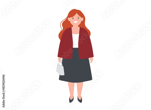 A plus‑size woman with a chunky build stands in a short skirt, while a young, smiling, chubby girl wears a blazer and sandals; the female character, depicted as obese, is shown in a flat vector