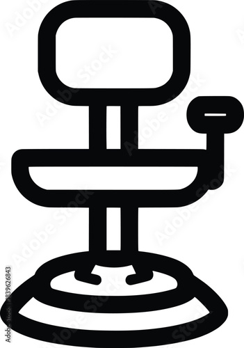 Barber chair icon in line style, professional salon equipment for haircut and grooming services