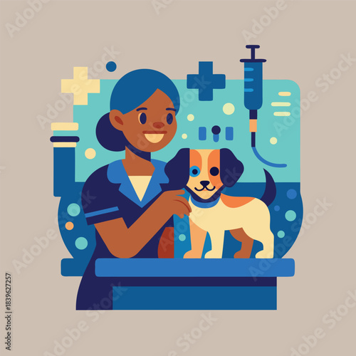 Pet care with a woman and dog