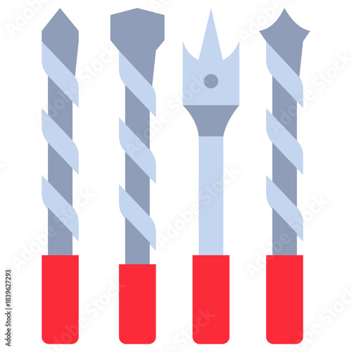 Bit Drill Flat Color Icon, Mini Illustration Relate To Carpentry, Wood Industry. Use For Modern Concept, Ui, Ux Web And App Development.