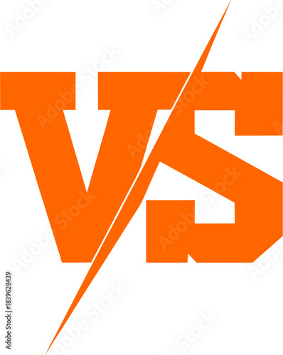 Versus V/S Orange vs letters logo design with a diagonal slash cutting through the center, representing versus or competition