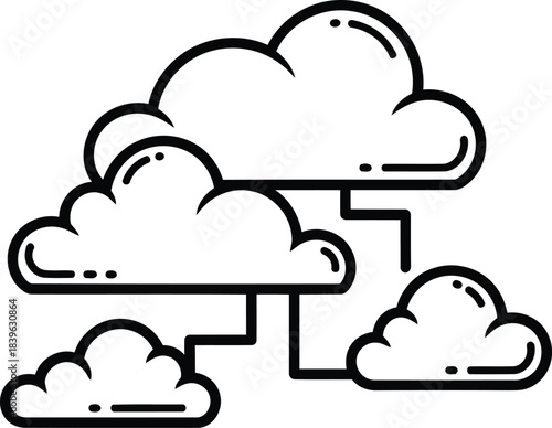 Stylized outline of connected cloud icons representing cloud computing