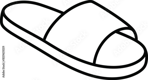 Simple outline drawing of a single open toe slide sandal