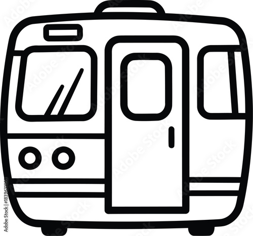 Simple hand drawn sketch of a modern train carriage front view