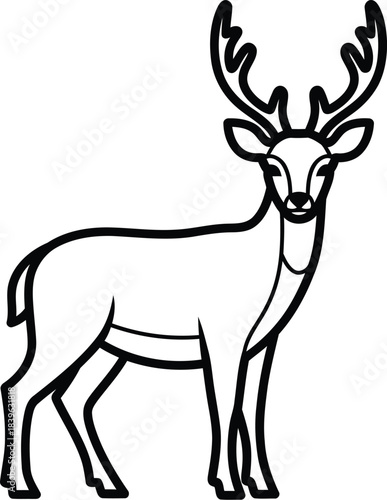Elegant outline drawing of a majestic stag with impressive antlers