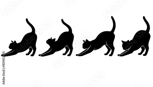 Stretching Cat Silhouette Vector Art