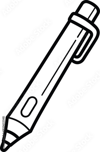 Simple line drawing of a ballpoint pen on a white background