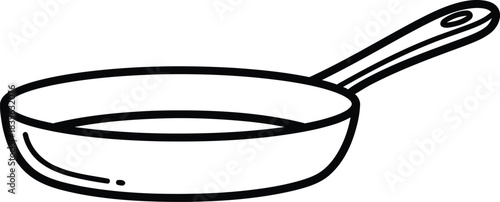 Simple line drawing of a frying pan with a long handle