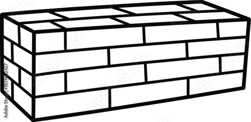 Simple black and white drawing of a rectangular brick wall segment