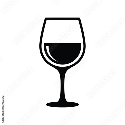 Simple black wine glass icon a minimalist vector graphic for bar menus drink apps or celebration designs