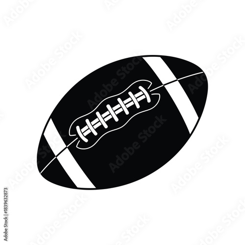 Minimalist black and white American football ball icon flat vector design element for sports apps game branding or web