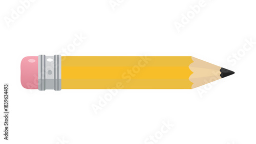 A Yellow Pencil With A Pink Eraser Isolated On A White Background Detailed Illustration Of A Writing Tool For Education And Creativity