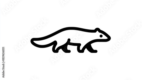 Stylized black outline drawing depicts a small, elongated mammal in profile view