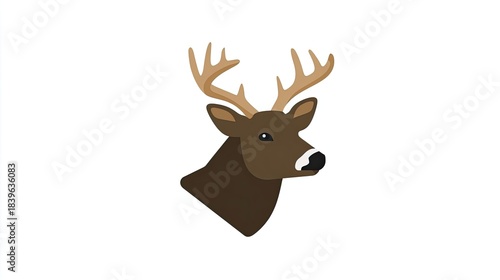 Male deer with prominent antlers is depicted in a simple side profile illustration