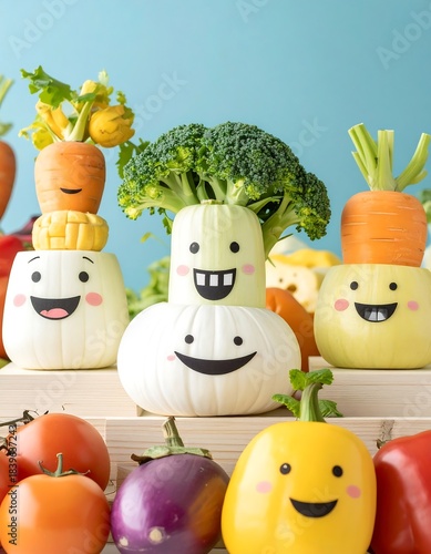 Vegetables with faces